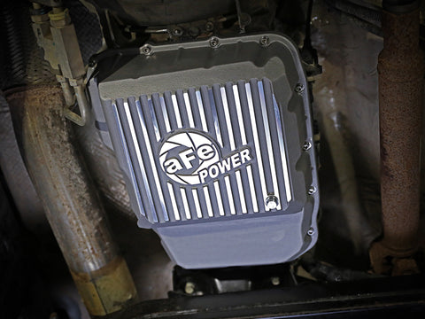 aFe Transmission Pan Raw w/ Machined Fins 13-19 Dodge Diesel Trucks L6-6.7L (td) - 46-71160A