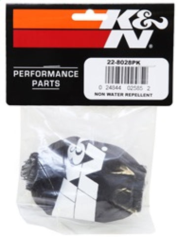 K&N Universal PreCharger Round Tapered Air Filter Wrap Black 3in Base ID x 2in Top ID x 3in H - 22-8028PK