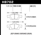 Hawk 11-12 Dodge Durango / 11-12 Jeep Grand Cherokee HPS 5.0 Rear Street Brake Pads - HB702B.662