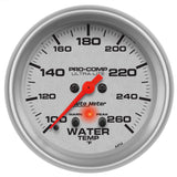 Autometer 66.7mm 100-260 degree F Full Sweep Electronic w/ Peak and Warning Water Temperature Gauge - 4454