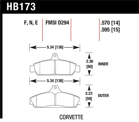 Hawk 84-87 Chevy Corvette 5.7 HPS Street Front Brake Pads - HB173F.570