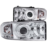 ANZO 1994-2001 Dodge Ram Projector Headlights w/ Halo Chrome - 111195