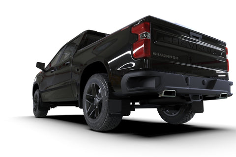 Rally Armor 19-26 Gen 4 Chevy Silverado 1500 Black UR Mud Flap Metallic Black Logo - MF121-UR-BLK-MBK