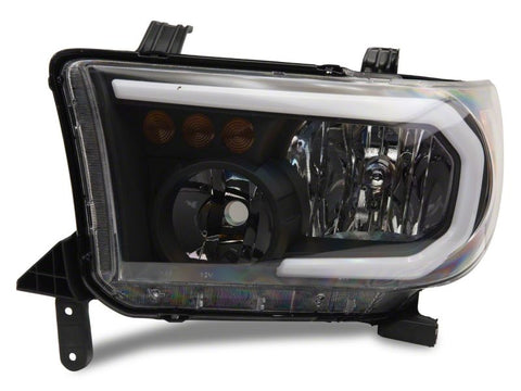 Raxiom 07-13 Toyota Tundra Axial Series Headlights w/ SEQL LED Bar- Blk Housing (Clear Lens) - TU16005