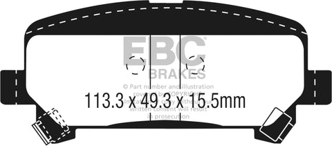 EBC 15+ Chevrolet Colorado 2.5 Ultimax2 Rear Brake Pads - UD1806