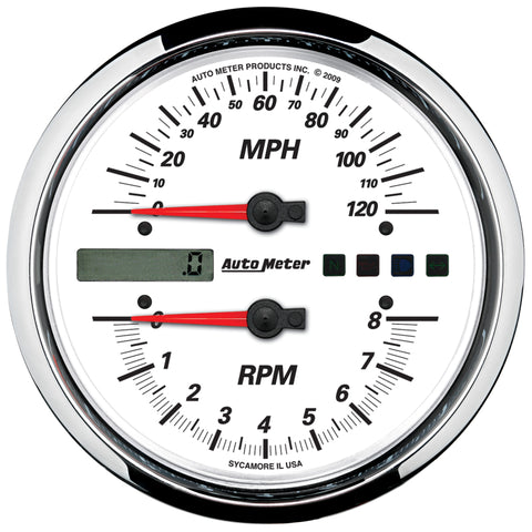 Autometer Pro-Cycle Gauge Tach/Speedo 4 1/2in 8K Rpm/120 Mph White - 19467