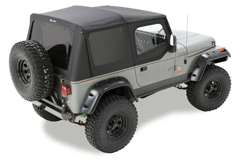 Bestop 03-06 Jeep Wrangler TJ Replace A-Top (Black Diamond Sailcloth Tinted Windows Upper Door Skin) - 79129-35