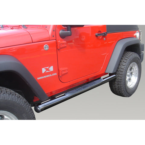 Rugged Ridge 3-In Round Side Steps Black 07-18 2-Door Jeep Wrangler - 11590.05
