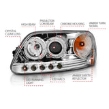 ANZO 1997.5-2003 Ford F-150 Projector Headlights w/ Halo and LED Chrome 1pc - 111032