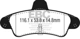 EBC 2001-2003 Mercury Cougar 2.0L Ultimax2 Rear Brake Pads - UD899
