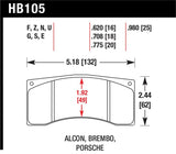 Hawk Alcon/Brembo/Porsche DTC-70 Rear Race Brake Pads - HB105U.980