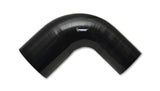 Vibrant 1.5in ID x 2in ID x 4in Long Gloss Black Silicone 90 Degree Transition Elbow - 19787