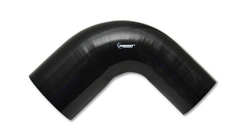 Vibrant 2in ID x 3in ID x 4in Long Gloss Black Silicone 90 Degree Transition Elbow - 19790
