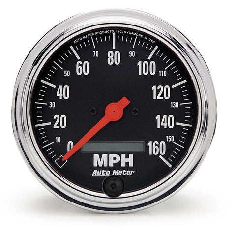 Autometer Traditional Chrome 3-3/8in 160 MPH Electric Speedometer w/ LCD Odometer - 2489