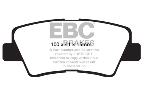 EBC 09-11 Hyundai Azera 3.3 Yellowstuff Rear Brake Pads - DP42031R
