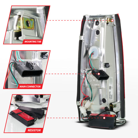 ANZO 88-99 Chevy C/K1500/2500/3500 Full LED Light Tube Taillights Chrome Housing Red/Clear Lens - 311484