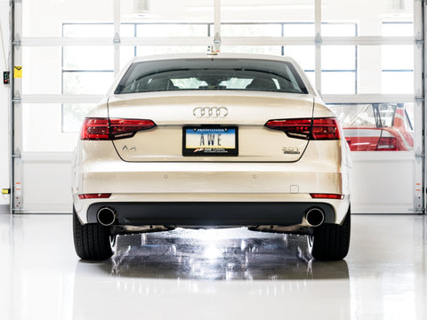 AWE Tuning Audi B9 A4 SwitchPath Exhaust Dual Outlet - Chrome Silver Tips (Includes DP and Remote) - 3025-32014