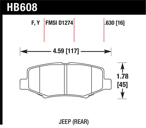 Hawk 2007-2011 Dodge Nitro R/T HPS 5.0 Rear Brake Pads - HB608B.630
