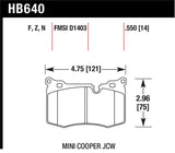 Hawk 09-10 Mini Cooper HP+ Autocross Front Brake Pads - HB640N.550