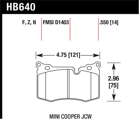 Hawk 09-10 Mini Cooper HP+ Autocross Front Brake Pads - HB640N.550