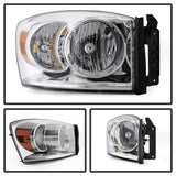 xTune Dodge Ram 1500 06-08 / Ram 2500/3500 06-09 Amber Crystal Headlights Chrome HD-JH-DR06-AM-C - 9022913