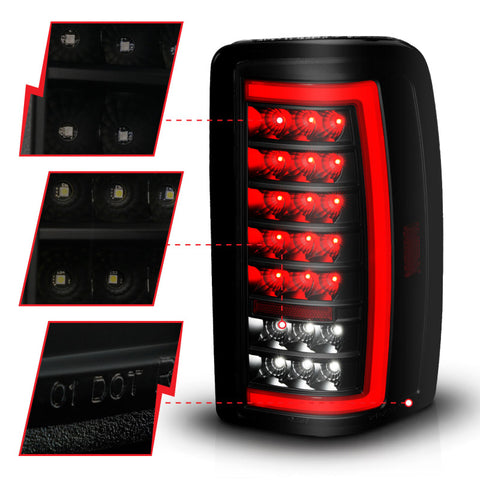 ANZO 00-06 Chevrolet Tahoe / GMC Yukon Full LED Taillights w/ Lightbar Black Housing/Smoke Lens - 311449
