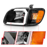 ANZO 00-04 Toyota Tundra (Fits Reg/Acc Cab Only) Crystal Headlights w/Light Bar Black w/Corner Light - 111579