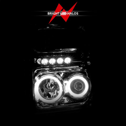 ANZO 2008-2010 Ford F-250 Projector Headlights w/ Halo Chrome (CCFL) - 111167
