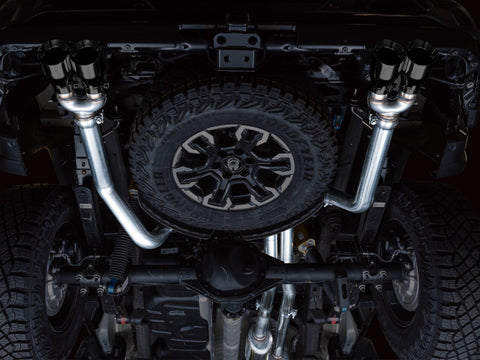 AWE Tuning 22-23 GMC Sierra 1500 AT4X 6.2L 0FG Catback Split Dual (Flat Bumper) - Diamond Black Tips - 3015-43284