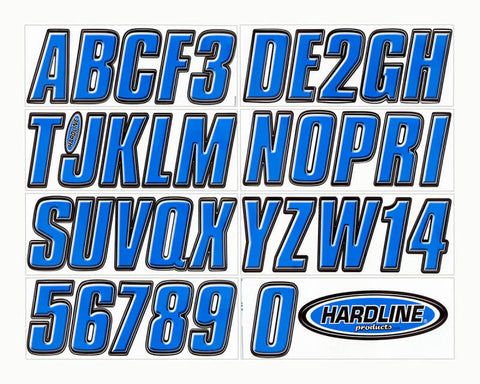 Hardline Boat Lettering Registration Kit 3 in. - 400 Blue Solid - BLU400EC