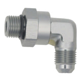 DeatschWerks 6AN ORB Male Swivel to 90-Degree 6AN Male Flare - Anodized DW Titanium - 6-02-0414