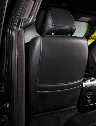 PRP 12-14 Ford Raptor Front Seat Covers (Pair) - Black w Silver Stitch - B068-06