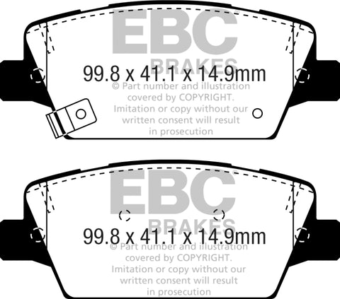 EBC 2017+ Kia Cadenza 3.3L Ultimax2 Rear Brake Pads - UD2050