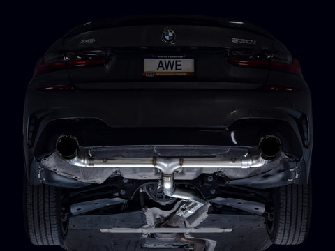 AWE Tuning 19-23 BMW 330i / 21-23 BMW 430i Base G2X Track Edition Axle-Back Exhaust - Diamond Black - 3020-33429