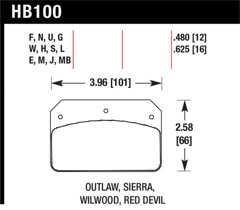 Hawk Wilwood Dynalite Caliper HP+ Street Brake Pads - HB100N.480