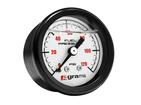 Grams Performance Universal 0-120 PSI Fuel Pressure Guage - White Face - G2-99-1200W