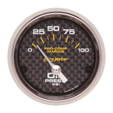 Autometer Marine Carbon Fiber 2-1/16in 100PSI Electric Oil Pressure Gauge - 200758-40