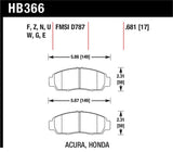 Hawk 04+ Accord TSX / 99-08 TL / 01-03 CL / 08+ Honda Accord EX HP+ Street Front Brake Pads - HB366N.681