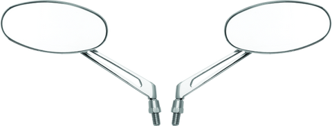 BikeMaster Oval Mirror Machined Arm w/10mm/Yam 10mm/HD Adapters - Pair - Chrome - 600806