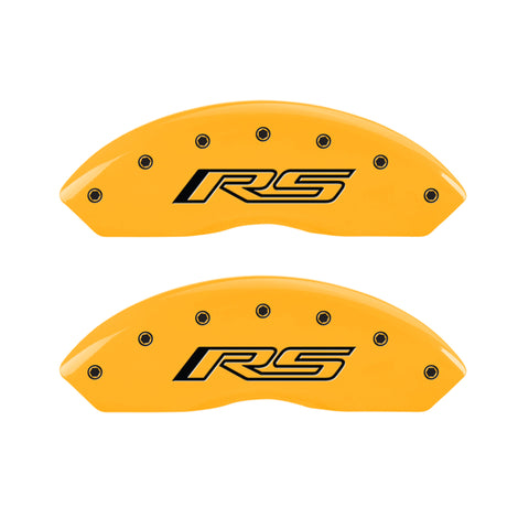 MGP 4 Caliper Covers Engraved Front & Rear Gen 5/RS Yellow finish black ch - 14240SRS5YL