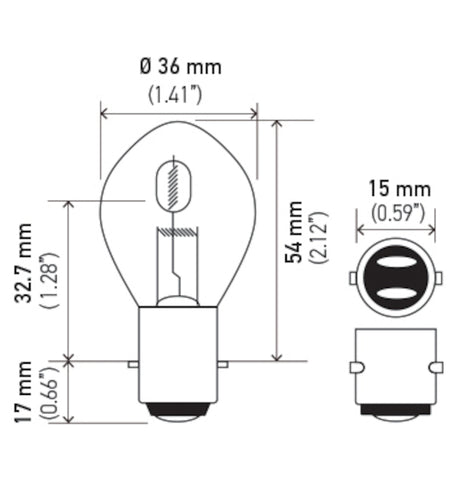Hella Bulb 6260 12V 60/60W Ba20D B11 S2 - 6260