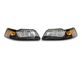 Raxiom 99-04 Mustang Axial Series OEM Style Replacement Headlights- Black Housing (Clear Lens) - 413419