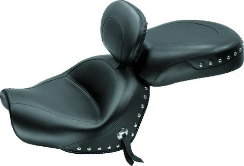 Mustang 09-17 Yamaha V-Star 950, 950 Tourer Std Touring 2PC Seat w/Driver Backrest Studs - Black - 79570