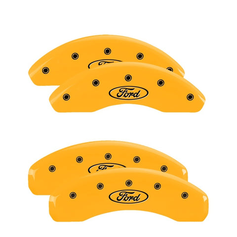 MGP 4 Caliper Covers Engraved Front & Rear Oval Logo/Ford Yellow Finish Black Char 1998 Ford Ranger - 10227SFRDYL