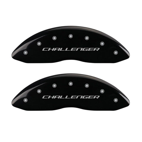 MGP 4 Caliper Covers Engraved Front & Rear Block/Challenger Black finish silver ch - 12181SCLBBK