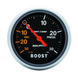 Autometer Sport-Comp 2-5/8in 30 IN HG/30 PSI Mechanical Boost/Vacuum Gauge - 3403