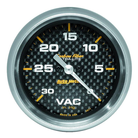 AutoMeter Gauge Vacuum 2-5/8in. 30Inhg Digital Stepper Motor Carbon Fiber - 4871