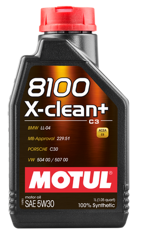 Motul 1L Synthetic Engine Oil 8100 5W30 X-CLEAN - LL04- MB 229.51- 504.00-507.00 - 106376