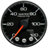 Autometer Spek-Pro Gauge Water Press 2 1/16in 120psi Stepper Motor W/ Peak & Warn - P349328