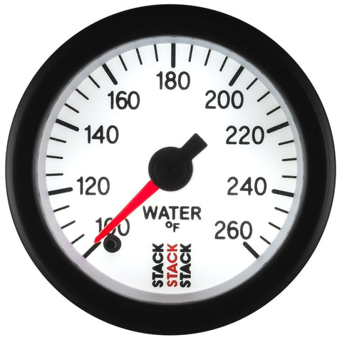 Autometer Stack 52mm 100-260 Deg F 1/8in NPTF Male Pro Stepper Motor Water Temp Gauge - White - ST3358